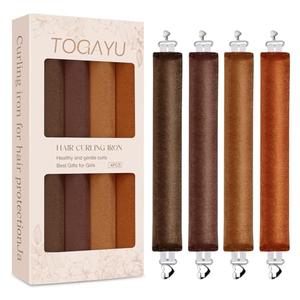 Togayu Heatless Curls Overnight Set - 4PCS Jumbo Velvet Hair Rollers to Sleep In, Soft Flexi Rods for No Damage Curls and Wave