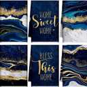 Bencailor 6 Pcs Blue and Gold Kitchen Towels Marble Dish Hand Towels Farmhouse Absorbent Tea Washcloths for Bathroom Kitchen Decor Winter Decorations Gifts 24 x 16''