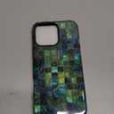 Case for iPhone 15 Pro Case,Green Toned Glass Mosaic Patten Design - Hybrid Dual Protection Silicone + Hard PC Shockproof Full Body Cover Slim Anti-Scratch Protective Case for Men Women