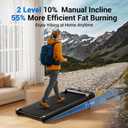 YUEJIQI Walking Pad Under Desk Treadmill with Incline for Home Office, 2.5HP Portable Walking Pad Treadmill with 280 Lbs Weight Capacity, Remote Control, LED Display