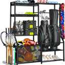 Large Sports Organizer for Garage, Ball Storage Rack Garage Sports Equipment Organizer with Side Racks, Baskets, Hooks, Multi-Purpose Golf Gear Storage for Gym Indoor Outdoor