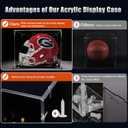Football Helmet Display Case Full Size with Mirror Back and Black Base Dustproof Clear Acrylic Display Case for Basketball Sports Memorabilia