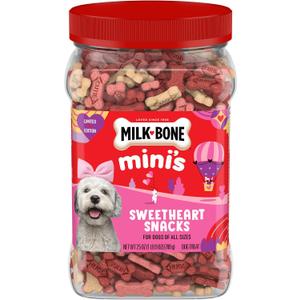 Milk-Bone Minis Sweetheart Snacks, Mini Dog Treats, 25 Oz. Canister (EXP 03/10/27)