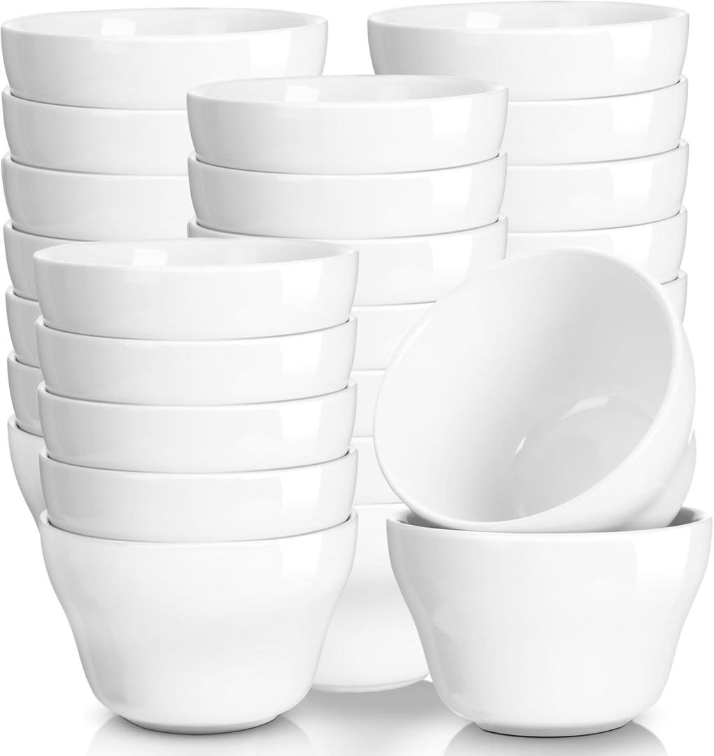 Patelai 18 Pack 8 oz Porcelain Bowls Porcelain Broth Cups, Small Dessert Bowls, Soup and Dip Bowls for Ice Cream, Desserts, Soups, Side Dishes, Salads, Cereal, Rice Microwave Dishwasher Safe, White