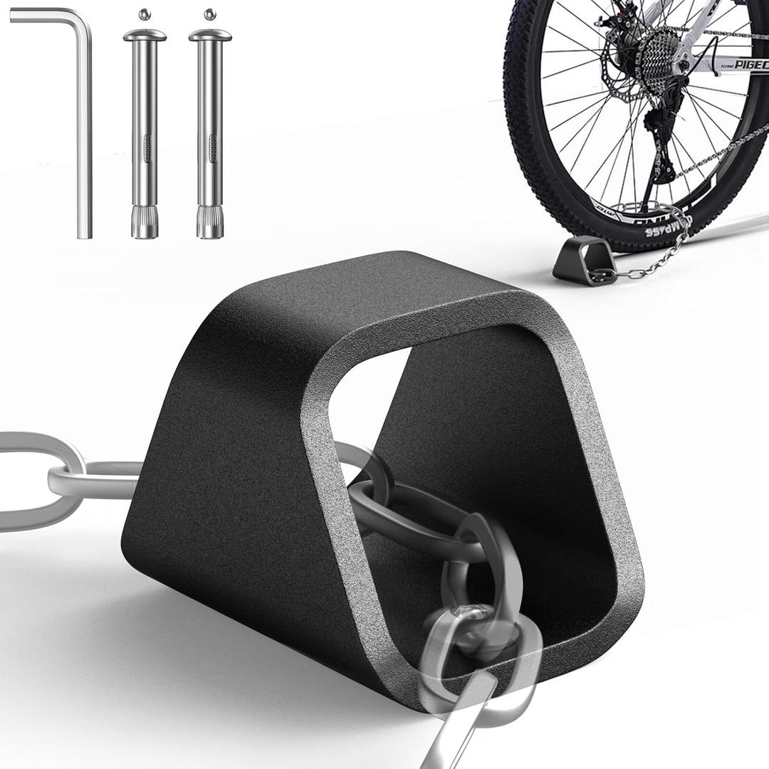 KHAMAL Security Anchor for Chain With 2 Protected Expansion Bolts - Heavy Duty Security Ground Anchor, Anti Theft Floor and Wall Ground For Motorcycle, Bicycle, Trailer, Scooter Bike Lock (Black)