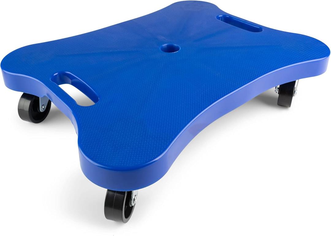 Champion Sports Scooter Board  Choice of Handles or No Handles, Durable Plastic Scooters for Youth Gym & PE Class, Indoor & Outdoor Play, Non-Marring Wheels, Multiple Sizes & Colors (16 Inch (With Handles), Blue)