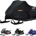 NEVERLAND Heavy Duty 145" Snowmobile Cover - 420D Waterproof Windproof Outdoor Storage with Air Vents, Reflective Accents, Straps & Carry Bag  Fits for Polaris, Yamaha, Ski-Doo, Arctic Cat (145*51*48 inch)