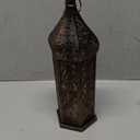 Moroccan Style Temple Hollow Iron Lantern, Vintage Ramadan Lamp Home Decoration Lights Ornaments,Hanging Metal Candle Holders Battery Operated for Table Indoor Decor13.4 Inch Copper