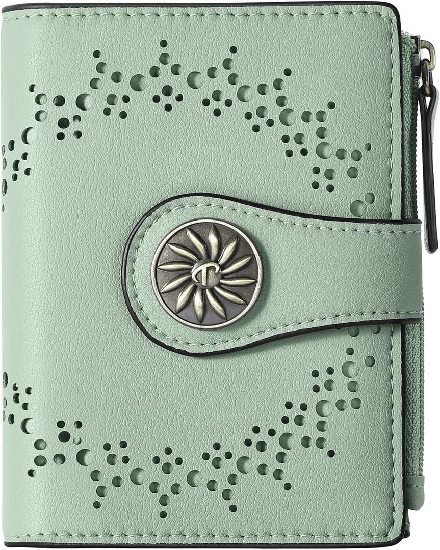 Tipmile Small Wallet for Women Bifold RFID Blocking Card Holder Leather Wallets with Zipper Coin Pocket
