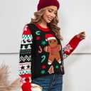LANPULUX Christmas Sweater for Women Crewneck Adorable Ugly Christmas Sweater Family Matching Outfits Loose Pullover Knitwear (M)