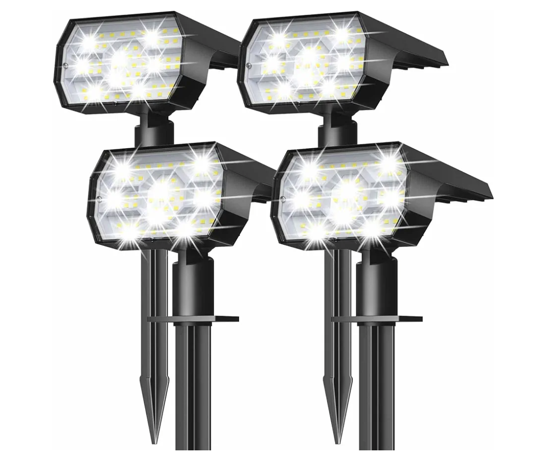NYMPHY Solar Lights Outdoor Waterproof IP68, 56 LED 3 Lighting Modes Solar Powered Garden Yard Spot Solar Lights for Outside Landscape- 4 Pack (Cool White)