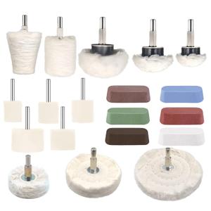 19 Pcs Buffing Wheel for Drill,Buffing Pad Polishing Wheel Kits with 6 Pcs Polishing Compound and 5 Pcs Felt Polishing Wheel,for Aluminum, Stainless Steel, Chrome,Metal,Glass,Car Detailing