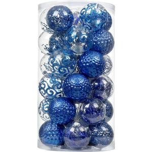SLKChristmas Tree Ball Shatterproof, 60mm/2.36" Xmas Plastic Balls 6 Style 30 pcs PET Blue