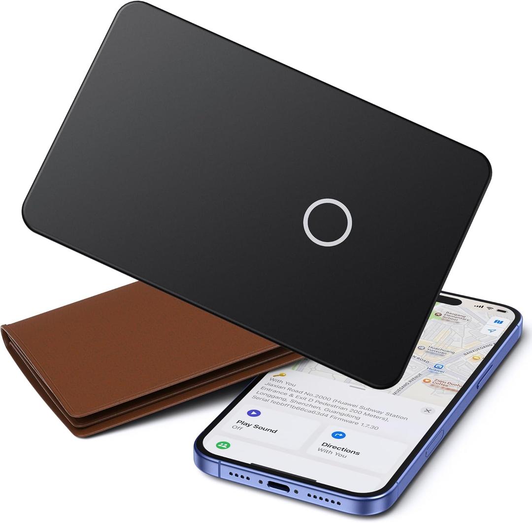 iVANKY Wallet Tracker Card, Smart Rechargeable Thin Wallet Finder, Works with Apple Find My (iOS Only), Item Finder for Luggage Tags, Passports, Phone, Water Resistant (Android Not Supported) (Slim 1-pack)