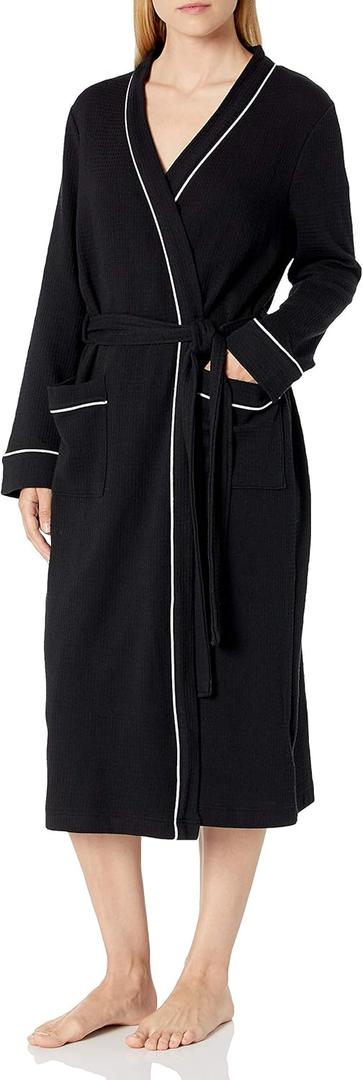 Amazon Essentials Women's Lightweight Waffle Full-Length Robe (Available in Plus Size) (5X, Black)