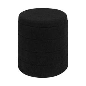ZOLANOful Round Boucle Storage Ottoman, Sherpa Teddy Fabric Ottoman Footstool with Reversible Tray Lid, Folding Footrest with Storage for Living Room, Bedroom, Dorm, Black, 14.6" x 14.6" x 17.7"