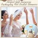 Geelin Bride Gift Basket with Cellophane Wrap Set Bride Gear with Bow Pearl Stickers 12 x 8 x 5'' Woven Basket with Handles for Bridal Shower Gifts Wedding Bachelorette Bride Gifts
