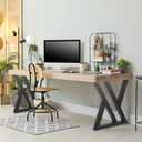 Table Legs Metal 2 PCS, Black Steel Table Legs 28" H x 24" W, Heavy Duty and Stable for DIY Tables, Desks, and Bench