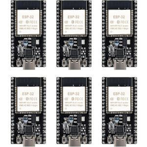 6 Packs ESP32-DevKitC-32 Development Board modules(ESP-32D,ESP-32 CP2012 USB C with 38 pins),Supporting STA/AP/STA+AP,with WiFi+Bluetooth Dual-core and Type-C Interface.