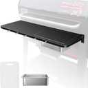 Uniflasy Folding Front Grill Table for Weber Searwood XL 600 Pellet Grill | 35 x 12.5 in heavy-duty steel prep shelf with stainless basin, cutting board, lid and 5 hooks; folds down for storage.