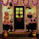 Halloween Tinsel Garland - Sparkling Metallic Pumpkin, Bat & Spider Decor, Twist Streamers for Indoor/Outdoor Halloween Party, Home, Tree, Fireplace, Classroom Decorations Orange, Black, Purple