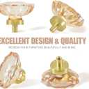 8 Pack Champagne Crystal Cabinet Knobs and Pulls Oval,Glass Knobs for Dresser Drawers with Satin Brass/Brushed Gold Base