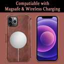 VANAVAGY Compatible for iPhone 13 Pro Wallet Case for Magsafe Wireless Charging, PU Leather Flip Folio Phone Case with Wrist Strap RFID Blocking Card Holder Screen Protector,Brown
