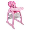 Badger Basket Envee II Convertible Baby High Chair with Infant Feeding Seat, Booster Seat, and Toddler Desk Tray and Cushion  Pink/White