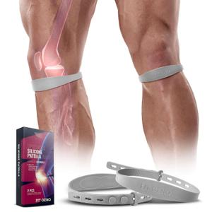Fit Geno Patellar Tendon Support Strap: 2 Pack Knee Brace Patella Band for Pain Relief Men Women - Adjustable Knee Strap for Basketball Osgood Schlatter Running Football Hiking 2 Pack(Grey)