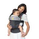 LLLbaby Complete All Seasons Ergonomic 6-in-1 Baby Carrier Newborn to Toddler - with Lumbar Support - for Children 7-45 Pounds - 360 Degree Baby Wearing - Inward & Outward Facing - Charcoal/Silver