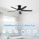 ocioc 44 inch Ceiling Fans with Lights and Remote, Dimmable Ceiling Fans with Reversible Quiet DC Motor, Flush Mount, 3CCT, Black Ceiling Fan for Bedroom Living room Indoor/Outdoor