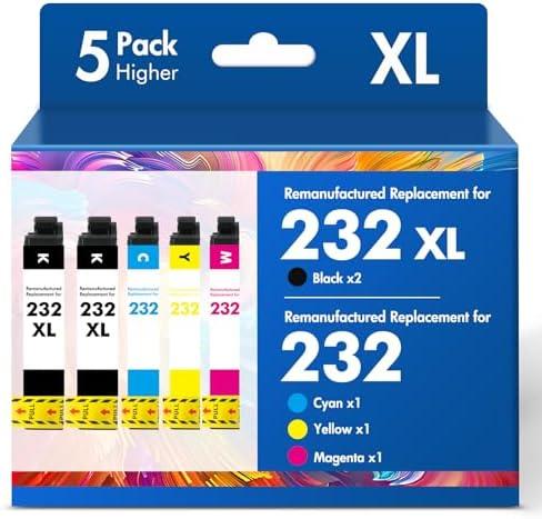 Remanufactured Replacement for 232XL XP-4200 Ink Cartridges Combo Pack for Epson Printer XP4200 XP 4200 XP4205 Workforce WF-2930 XP-4205 WF-2950 (5 Pack, 2Black Cyan Magenta Yellow)