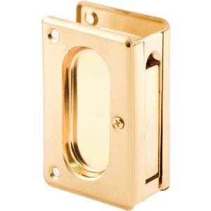 Prime-Line N 7361 Brass Closet Pocket Door Passage Pull, 3-3/4 x 2-1/2 Pull for 1-3/8 x 1-3/4 Thick Doors, Polished Brass (Single Pack)