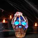 HUYIENO 2PK Solar Halloween Decorative Lights Skeleton Skull Human Skeleton Head Skull Model for Halloween Garden Yard Lawn Outdoor Decoration