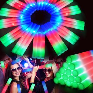 HONLYNE 120 PCS Foam Glow Sticks with 3 Modes Colorful Flashing, LED Light Sticks, Glow in the Dark Party Suppliesfor Wedding, Raves, New Year Carnival