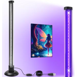 15W Desktop LED Black Light with Stand, 385400nm Blacklight Fixture, 1FT Vertical Standing Black Light with On/Off Switch, Ideal for Party & Decoration