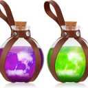Patelai 2 Pcs Halloween Glass Potion Bottles with Belt Cork Renaissance Witch Costume Accessories Witch Props Potion Bottle for Halloween Party Decor Cosplay DIY Crafts Gift (Brown)