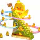 Duck Climbing Toy Set Electric Light Slide Climbing Toys for Automatic Stairs,Playful Santa Race Game Christmas Roller Climbing Toys with LED Light and Music for Toddlers Boys Girls