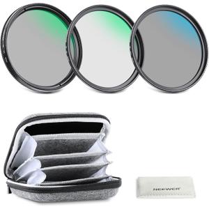 NEEWER 82mm UV/CPL/ND Lens Filter Kit with Hard Shell Storage Case, Multicoated Optical Glass & Aluminum Alloy Frame, UV + Circular Polarizer (CPL) + Neutral Density (ND4) Filter for 82mm Camera Lens