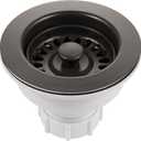 Houzer 190-9265 - 3-1/2 Inch Matte Black Kitchen Sink Basket Strainer, Durable Food Catcher Stopper for Metal Kitchen Sink, Ideal for Filtering Waste and Preventing Clogs