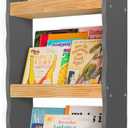 Floating Kids Bookshelf – 3-Tier Wall Mounted Bookshelf for Nursery & Playroom – Montessori Floating Shelves for Kids Room Made of Pine Wood with Smooth Finish - Gray