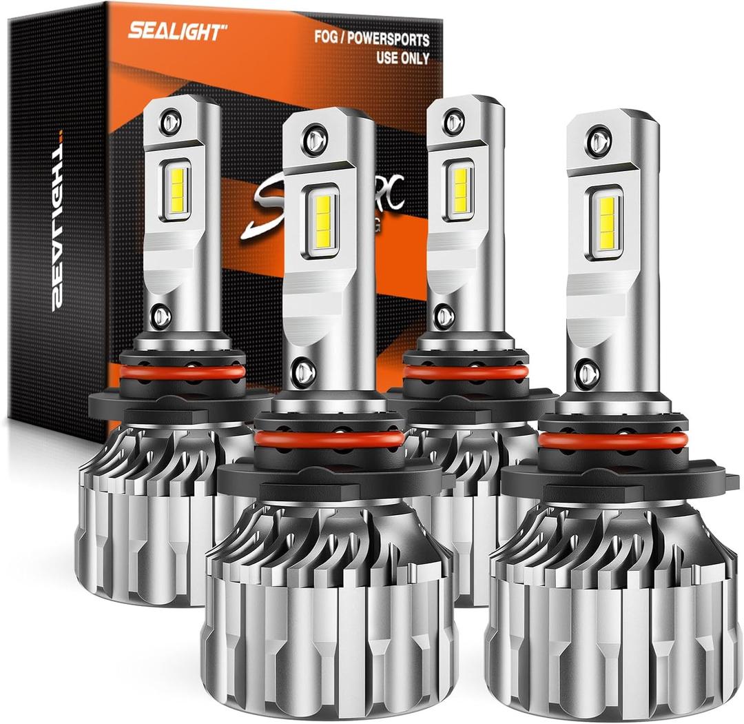 SEALIGHT 9005 9006 Fog Light Bulbs, 92,000LM Super Bright HB3 HB4 Bulbs Combo for ATV/UTV, 60000h Lifespan Life, Plug and Play, Pack of 4