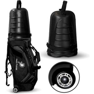 Golf Travel Bag with Hard Top, 1680D Heavy Duty Waterproof Nylon Canvas, 2 Detachable Shoulder Straps, Smooth & Quiet Silicon Wheels, Flight Travel Cover to Protect Clubs, Universal Size