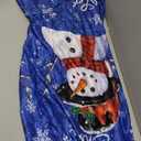 Horaldaily 4PCS Christmas Dining Chair Covers,Blue Snowman Let It Snow Stretch Removable Washable Slipcover Chair Protector for Dining Room Home Decor