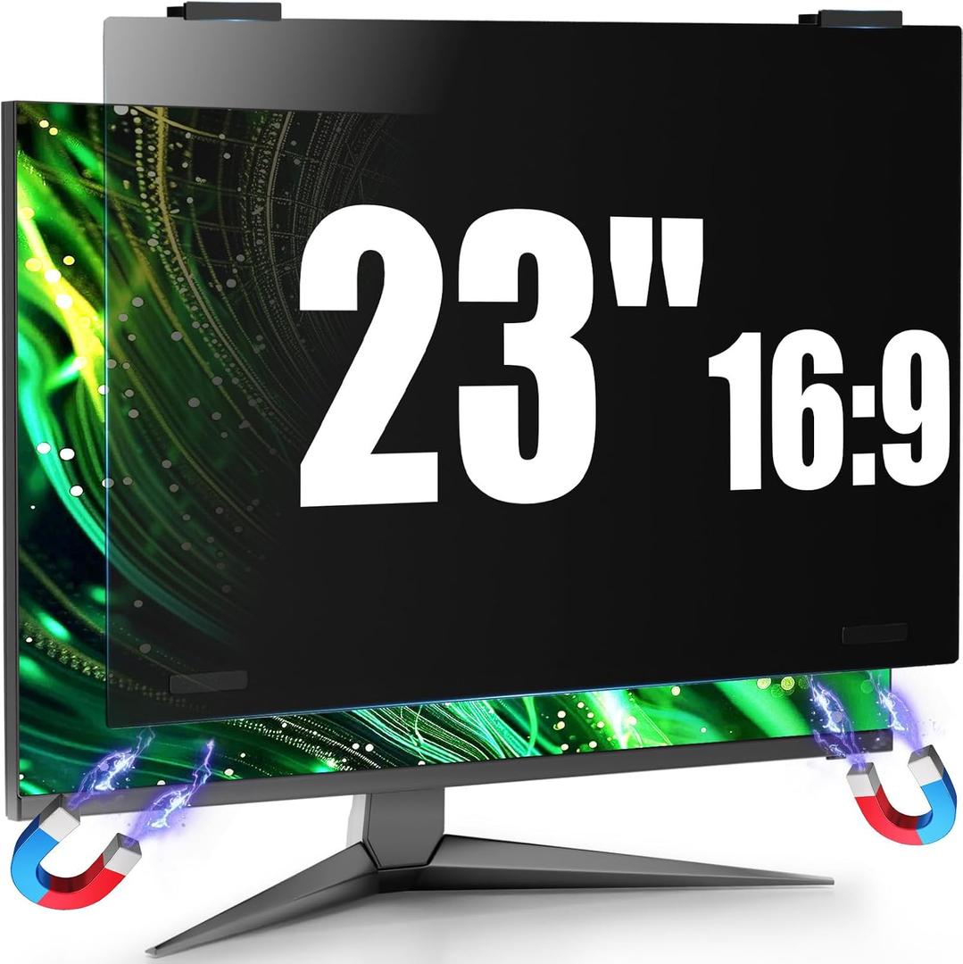 Magnetic Computer Privacy Screen Shield 23 Inch for Frameless Monitor Thin Bezel 16:9 Widescreen, Hanging Removable Anti Blue Light Privacy Filter Protector Eye Protection