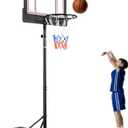 Portable Basketball Hoop Outdoor, 4.7-6.9FT/4.4-10 FT Adjustable Basketball Hoop for Kids and Adults in Outdoor/Indoor,with Sturdy PE Base and PET Backboard,Easy Assembly for Home Use
