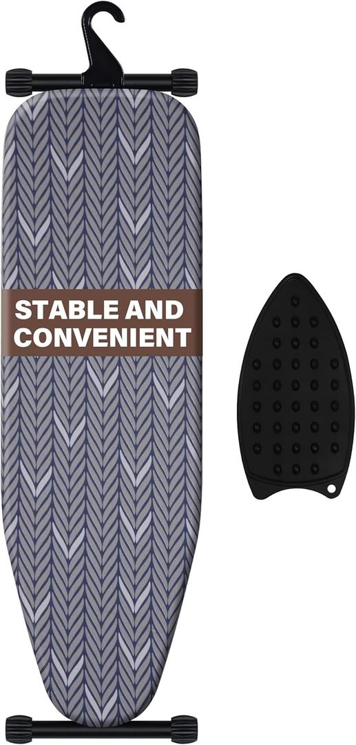 Ironing Board - Adjustable Height Iron Board, T-Leg Stability, Full Size Heat Resistant Cover Pad, Space-Saving Foldable Design for Home & Professional Use (Gray 43 X 13 Inches)