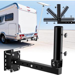 RV Flag Pole Mount, Heavy Duty 180 Adjustable Folding RV Starlink Holder Bracket for 2" Receiver, Trailer Bumper, Hitch, A-Frame, Tongue 5IN1 - Stable Internet & Flag Display for Camping