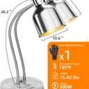 Food Heat Lamp - [Free Heat-Resistant Gloves] [3 Bulbs Included] [2-Head Adjustable], 500W Commercial Food Warmer, Catering Heating Light for Restaurants, Buffets & Kitchens - Silver