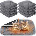 8 Pack Self Heating Cat Mat Self Warming Cat Bed Extra Warm Thermal Pet Bed Mat Reflects Body Heat Washable Dog Crate Pad for Indoor Outdoor Pets (Gray,16 x 20 Inch)